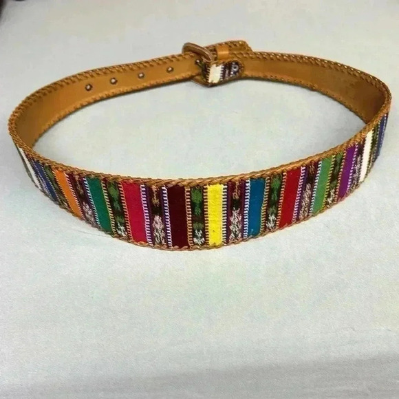 Women’s Vintage Woven Multicolor Leather Southwestern made in Guatemala Size 30 - Picture 16 of 16